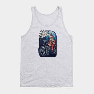 Vintage Biker Santa Claus Illustration Tank Top